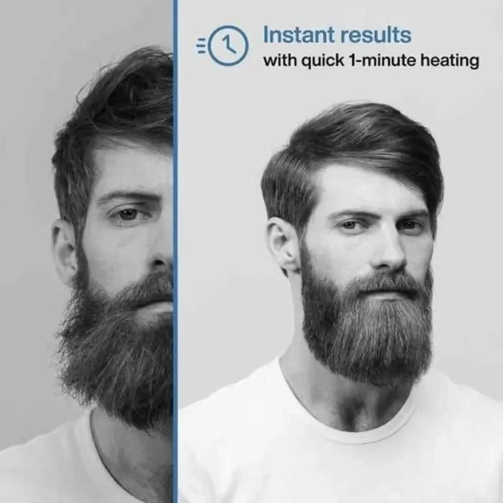 Ion Tourmaline Ceramic Beard & Hair Straightener Brush – Anti-Scald – New
